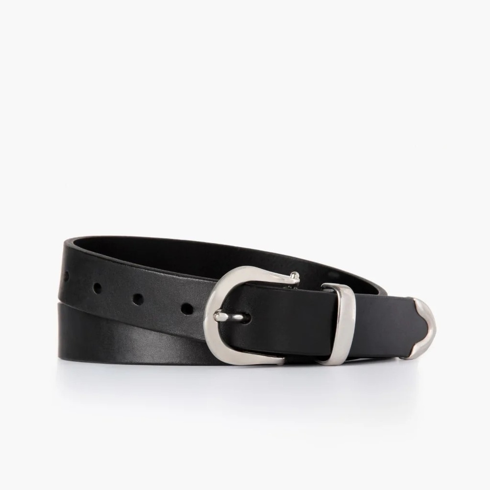 Thursday Boot Company Black Leather Belt with Silver Buckle